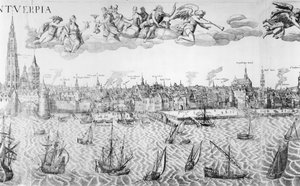 Plano de la ciudad de Amberes, 1549 de Dutch School